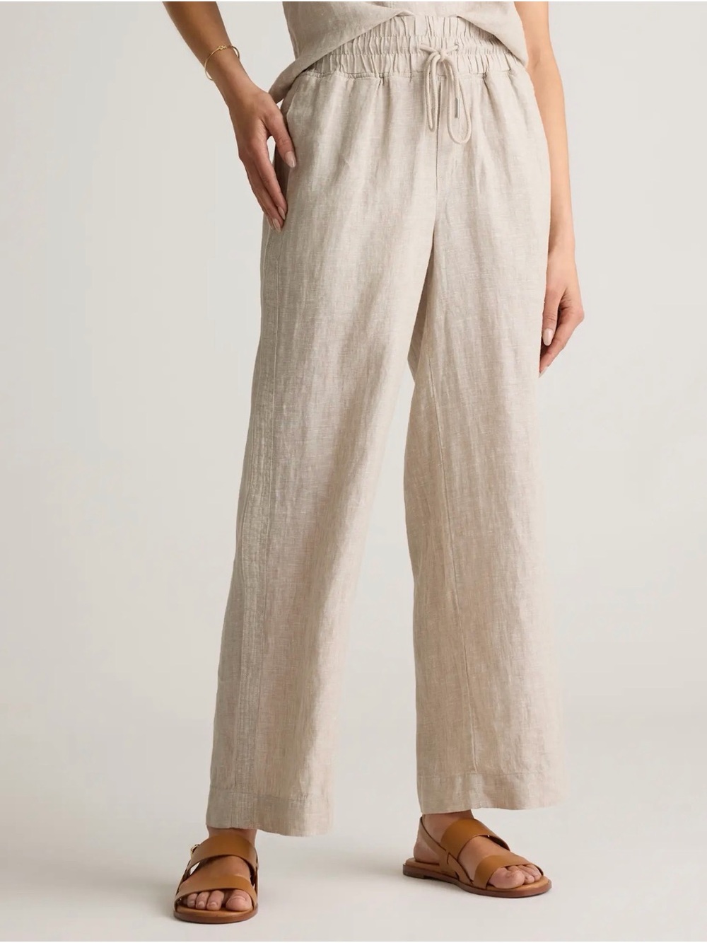 Quince European Linen Wide-Leg Pants in Driftwood
